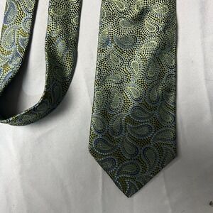 XMI Platinum Paisley Silk Tie Men's Green Blue Formal Neckwear Hand Made